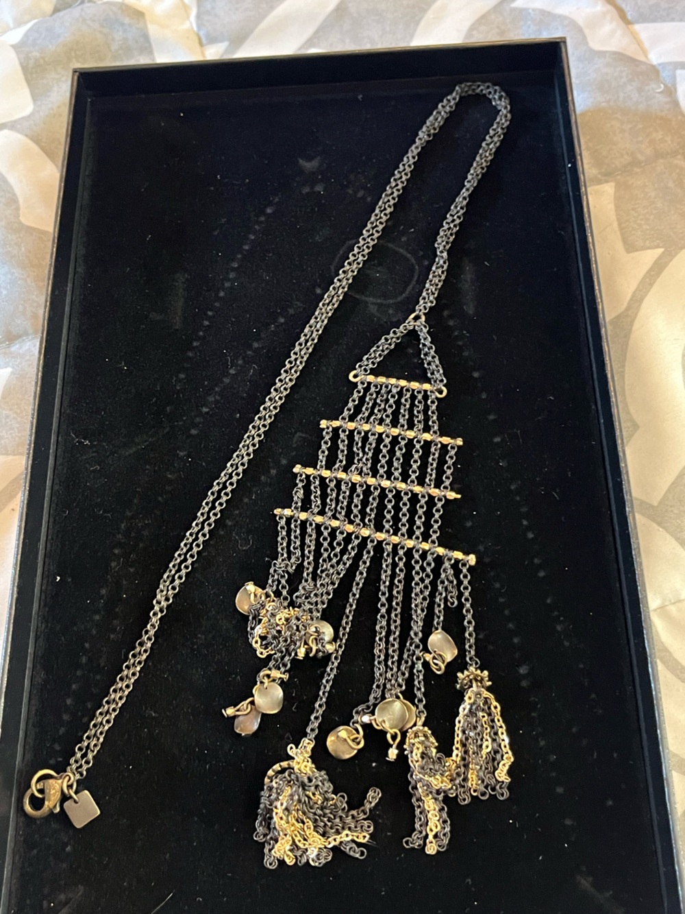 Park Lane Gold and Gunmetal Tassel Fringe Necklace - Women Jewelry